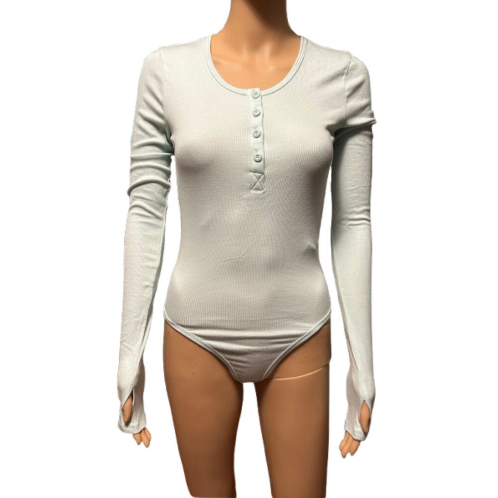New Legends La Brea Henley Style Bodysuit Mint Green size XS E75